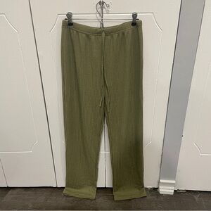 No Brand Green High Rise Waffle Knit Pants